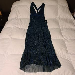 NWT Lulus Metallic blue and green gown